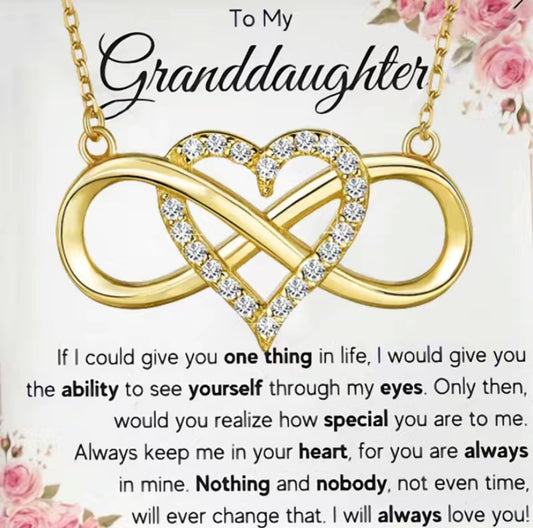 TO MY GRANDDAUGHTER GOLD INFINITY HEART NECKLACE