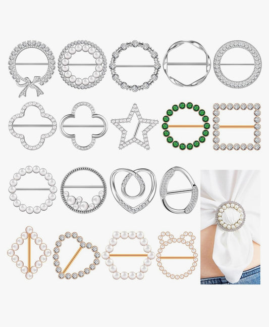 Scarf Ring Clip Shirt Tie or Rings Clips for Women Clothes Corner Knotted Button