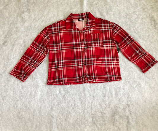 LADIES RED BLACK & WHITE PLAID SHIRT