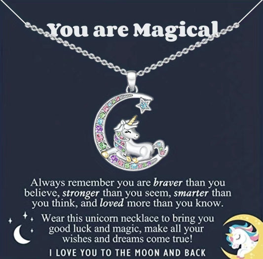 TO MY DAUGHTER UNICORN MOON NECKLACE