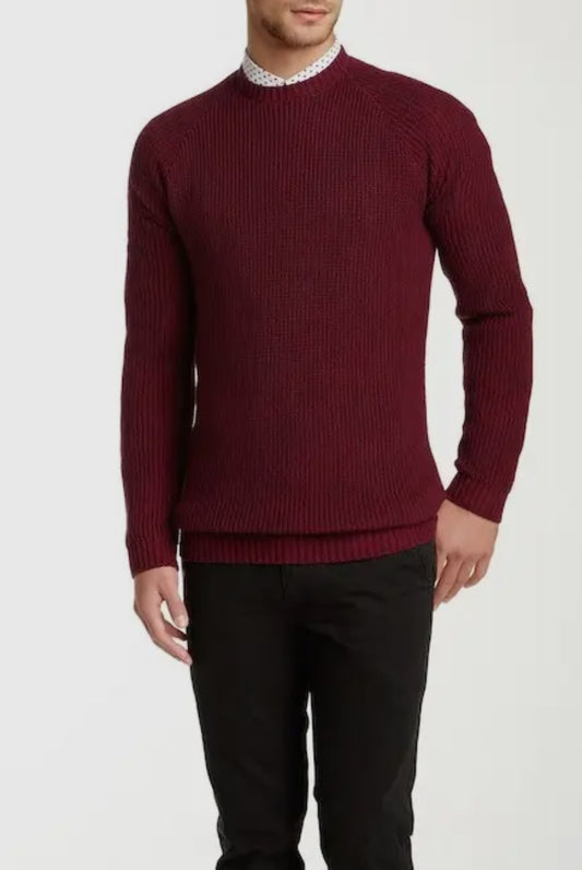 MEN BURGUNDY & NAVY LINDBERGH SWEATER