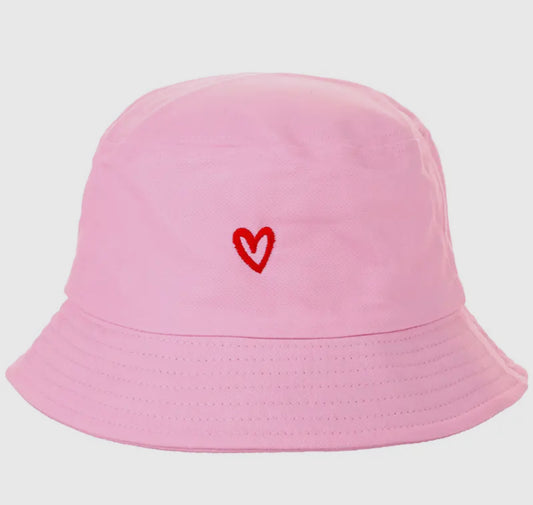 PINK HEART BUCKET HAT