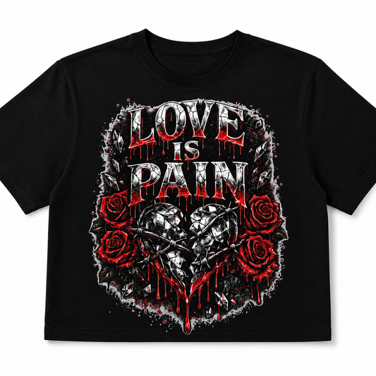 Love is Pain Hearts & Roses Crop Top