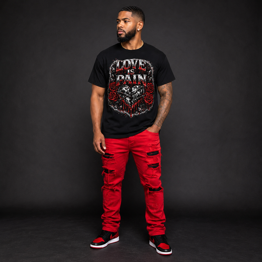 Love is Pain Hearts & Roses Unisex Graphic Tee