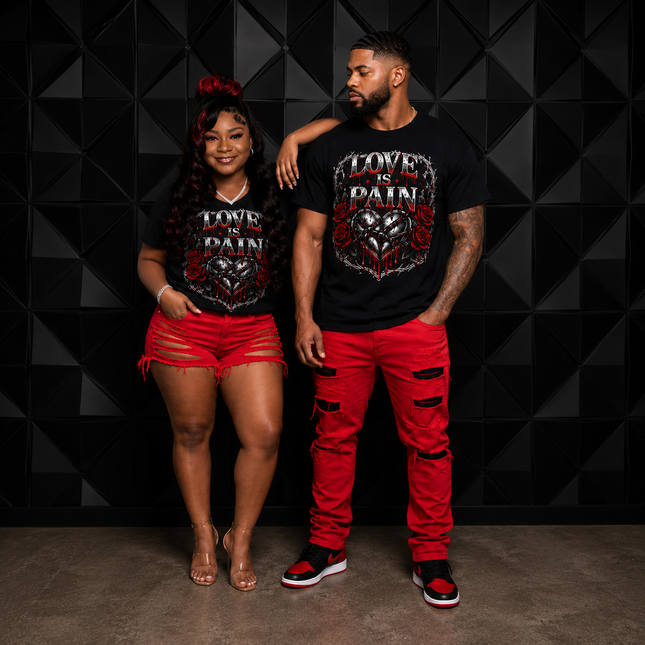 Love is Pain Hearts & Roses Unisex Graphic Tee