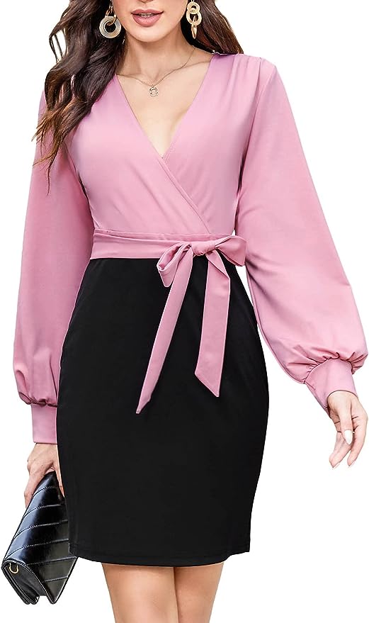 PINK/BLACK PENCIL DRESS