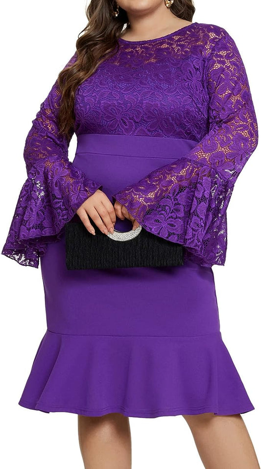 PURPLE LACE PENCIL DRESS