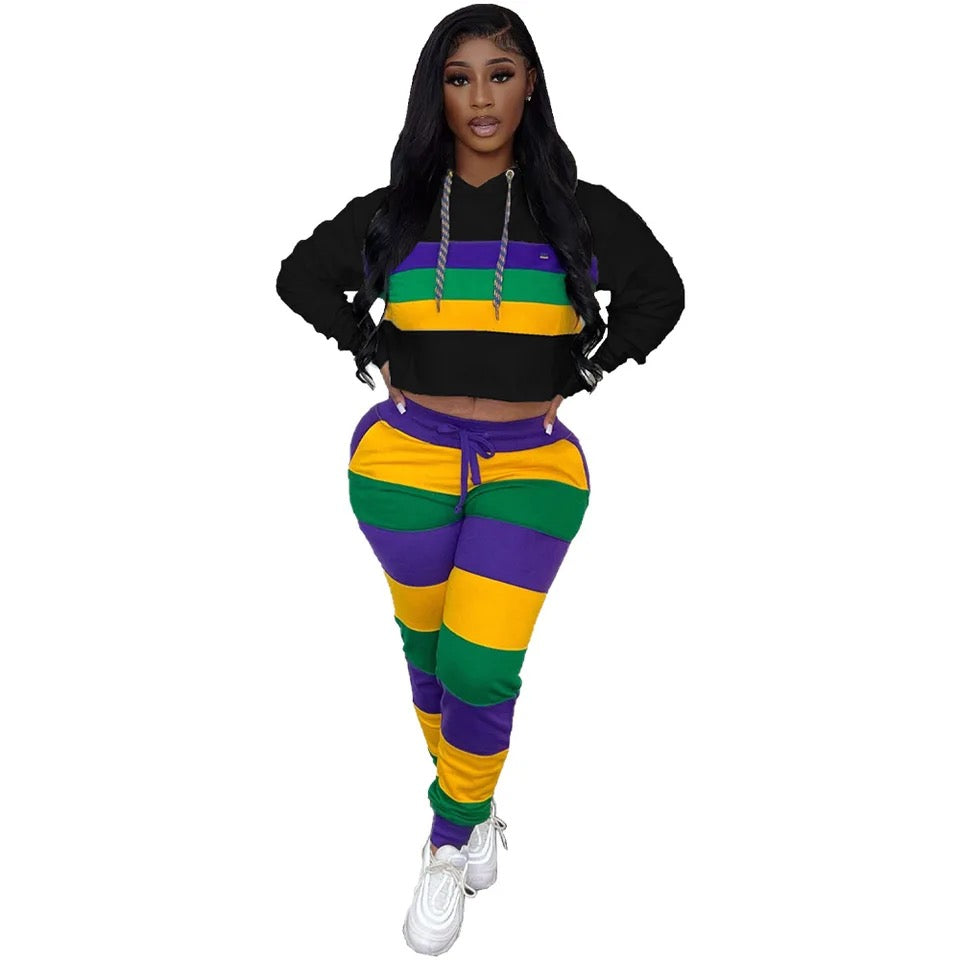 LADIES BLACK MARDI GRAS 2 PIECE