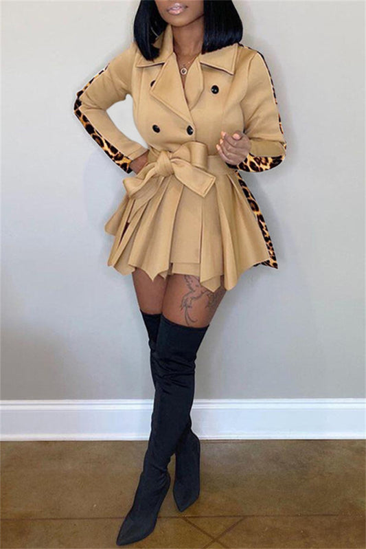 KHAKI LEOPARD DRESS