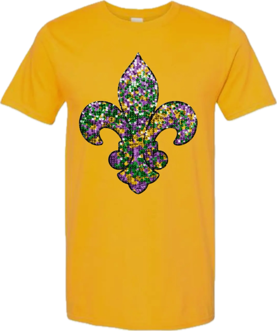 YELLOW GOLD GLITTER MARDI GRAS FLEUR DE LIS