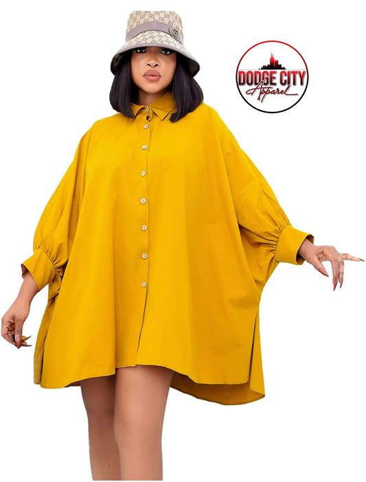 LADIES YELLOW OVERSIZED DRESS