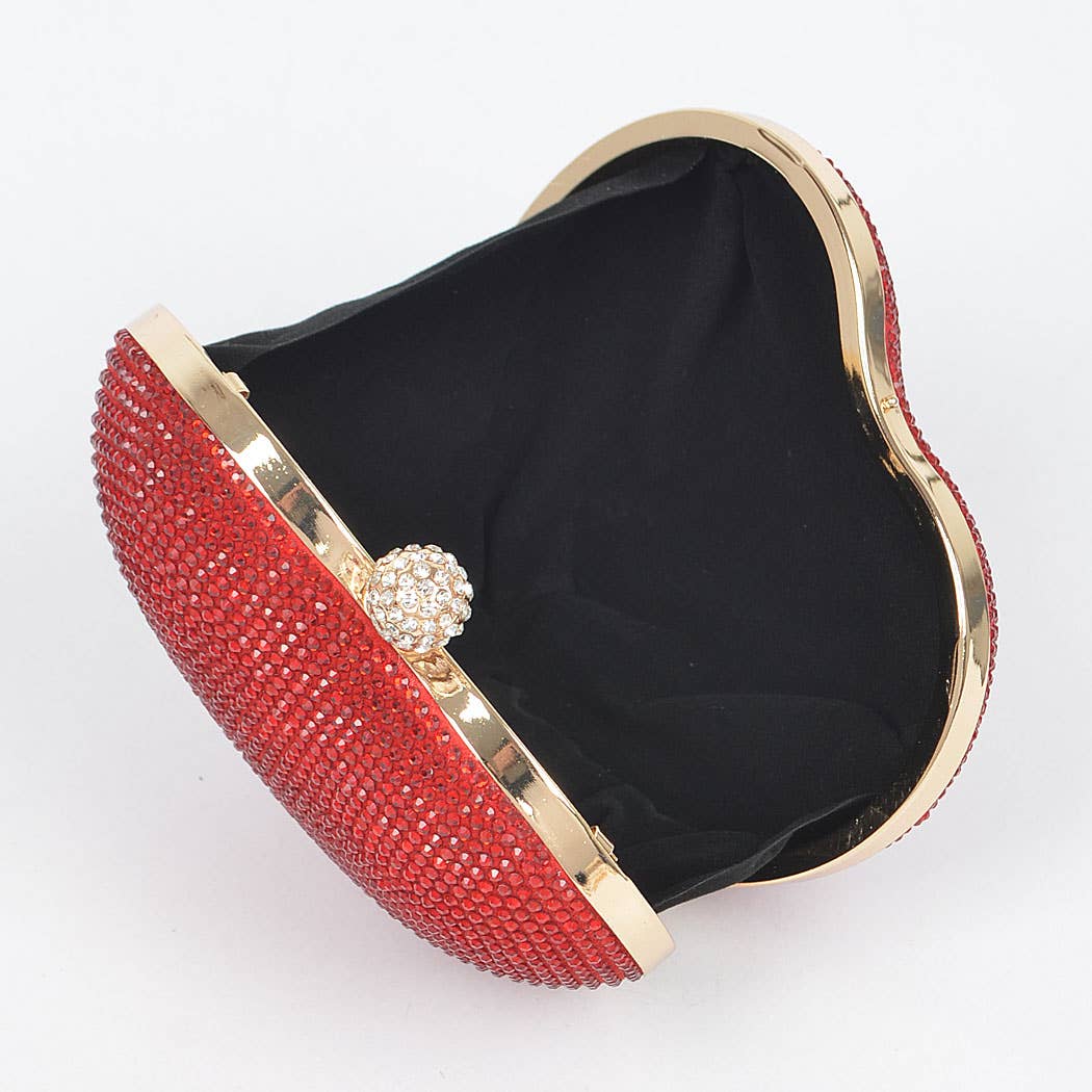 3AM BY H&D ACCESSORIES - Heart Shape Rhinestone Clutch