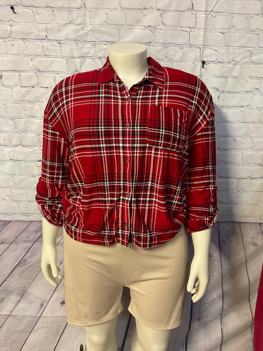 RED PLUS SIZE BUTTON DOWN SHIRT