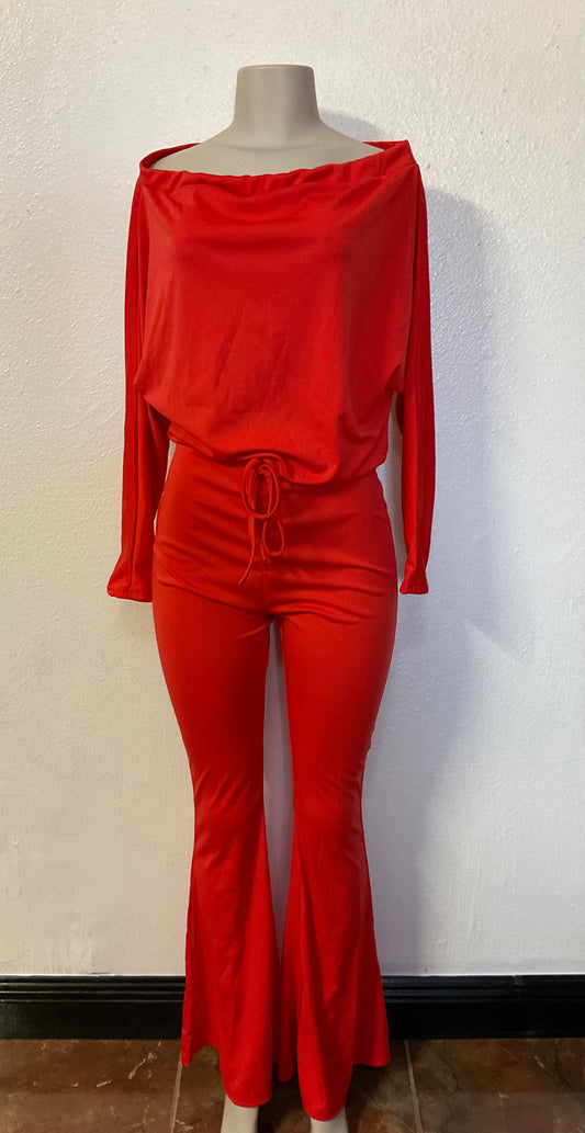 ORANGE BELL BOTTOM ROMPER